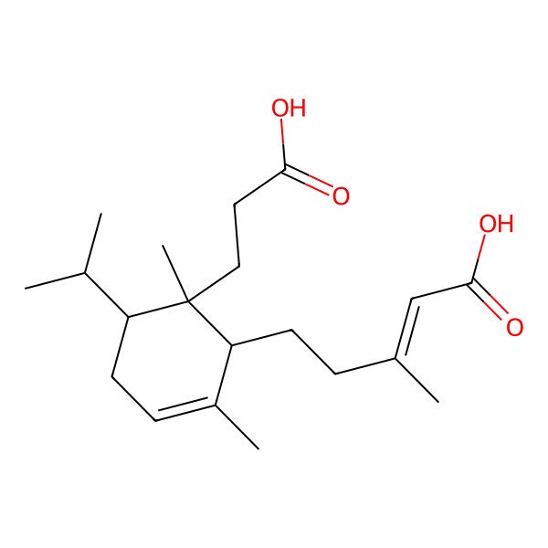 2D Structure of 5-[6-(2-Carboxyethyl)-2,6-dimethyl-5-propan-2-ylcyclohex-2-en-1-yl]-3-methylpent-2-enoic acid
