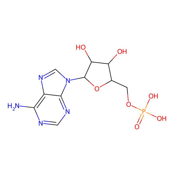 2D Structure of [5-(6-Aminopurin-9-yl)-3,4-dihydroxyoxolan-2-yl]methyl dihydrogen phosphate