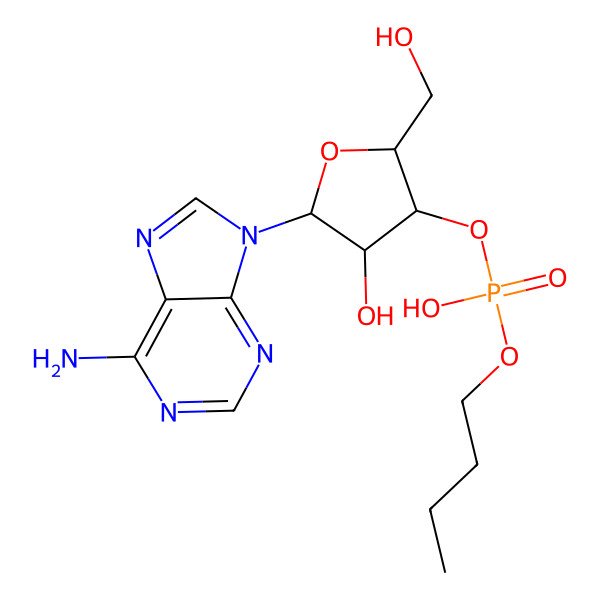2D Structure of [5-(6-Aminopurin-9-yl)-4-hydroxy-2-(hydroxymethyl)oxolan-3-yl] butyl hydrogen phosphate