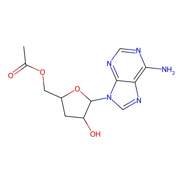 2D Structure of [5-(6-Aminopurin-9-yl)-4-hydroxyoxolan-2-yl]methyl acetate