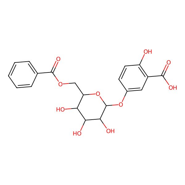 2D Structure of 5-[6-(Benzoyloxymethyl)-3,4,5-trihydroxyoxan-2-yl]oxy-2-hydroxybenzoic acid