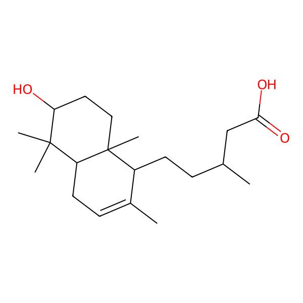 2D Structure of 5-(6-Hydroxy-2,5,5,8a-tetramethyl-1,4,4a,6,7,8-hexahydronaphthalen-1-yl)-3-methylpentanoic acid