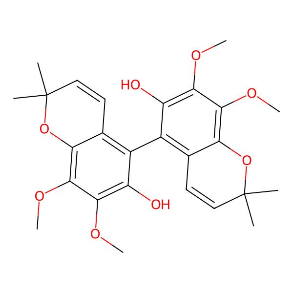 2D Structure of 5-(6-Hydroxy-7,8-dimethoxy-2,2-dimethylchromen-5-yl)-7,8-dimethoxy-2,2-dimethylchromen-6-ol