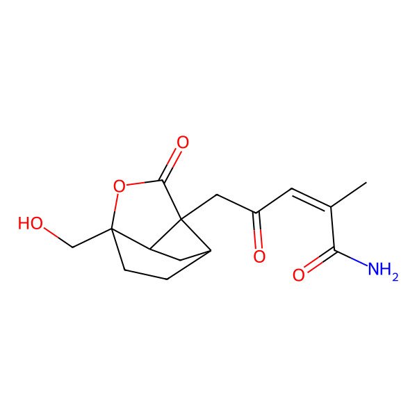 2D Structure of 5-[6-(Hydroxymethyl)-8-oxo-7-oxatricyclo[4.3.0.03,9]nonan-9-yl]-2-methyl-4-oxopent-2-enamide