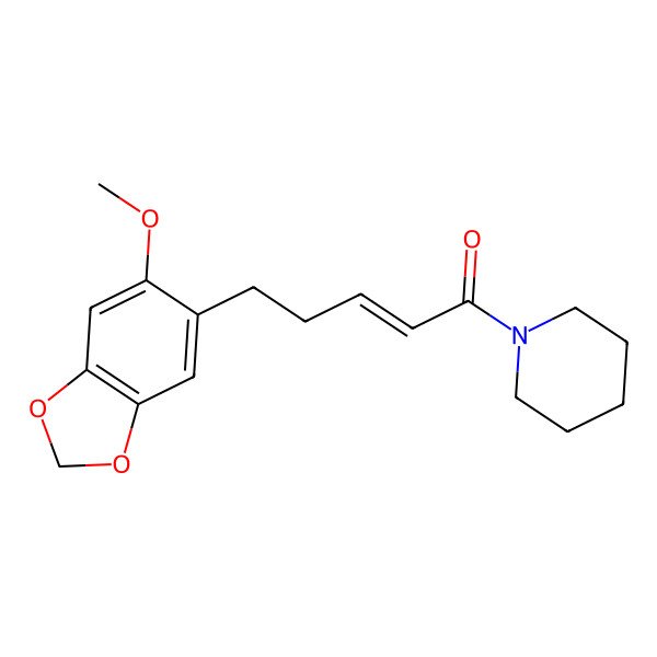 2D Structure of 5-(6-Methoxy-1,3-benzodioxol-5-yl)-1-piperidin-1-ylpent-2-en-1-one