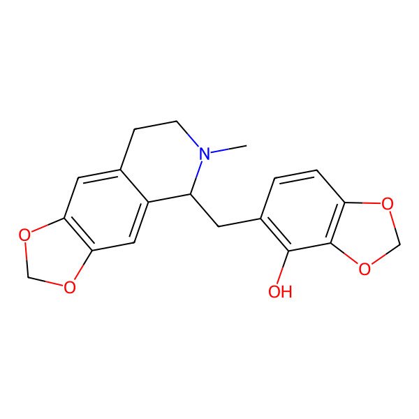 2D Structure of 5-[(6-methyl-7,8-dihydro-5H-[1,3]dioxolo[4,5-g]isoquinolin-5-yl)methyl]-1,3-benzodioxol-4-ol