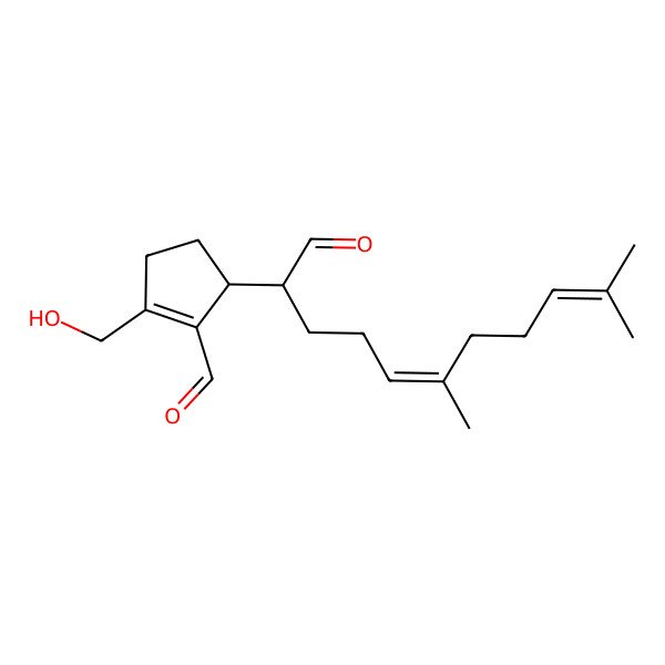 2D Structure of 5-(6,10-Dimethyl-1-oxoundeca-5,9-dien-2-yl)-2-(hydroxymethyl)cyclopentene-1-carbaldehyde