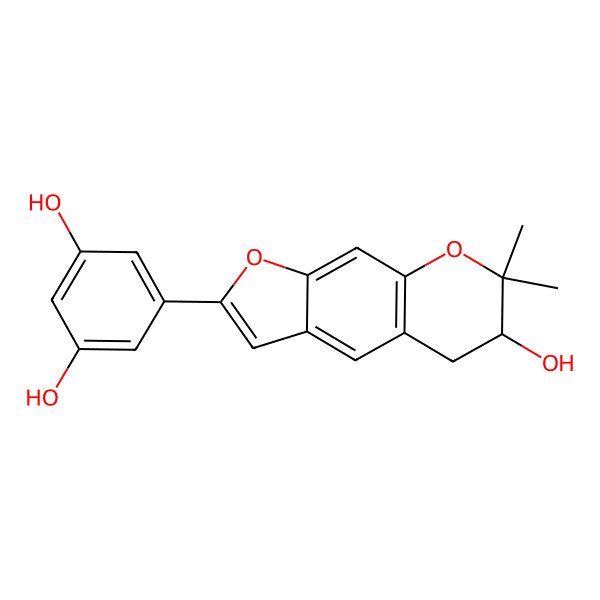 2D Structure of 5-[(6S)-6-hydroxy-7,7-dimethyl-5,6-dihydrofuro[3,2-g]chromen-2-yl]benzene-1,3-diol