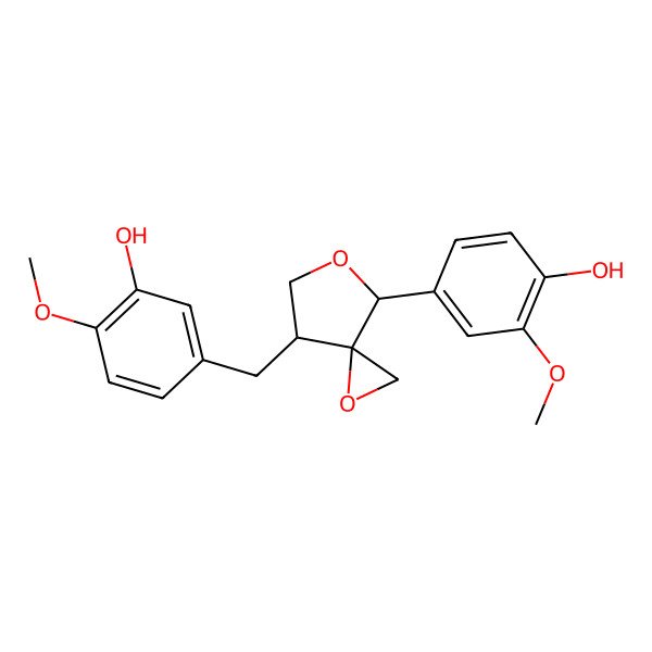 2D Structure of 5-[[7-(4-Hydroxy-3-methoxyphenyl)-1,6-dioxaspiro[2.4]heptan-4-yl]methyl]-2-methoxyphenol