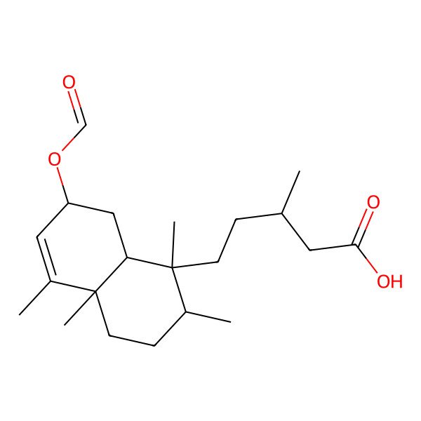 2D Structure of 5-(7-Formyloxy-1,2,4a,5-tetramethyl-2,3,4,7,8,8a-hexahydronaphthalen-1-yl)-3-methylpentanoic acid