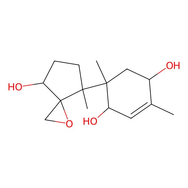2D Structure of 5-(7-Hydroxy-4-methyl-1-oxaspiro[2.4]heptan-4-yl)-2,5-dimethylcyclohex-2-ene-1,4-diol