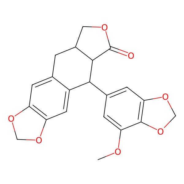2D Structure of 5-(7-methoxy-1,3-benzodioxol-5-yl)-5a,8,8a,9-tetrahydro-5H-[2]benzofuro[5,6-f][1,3]benzodioxol-6-one