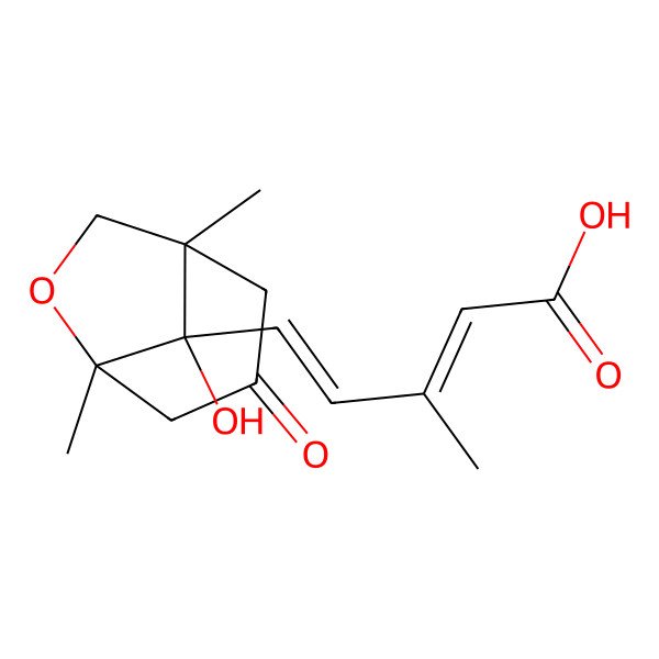 2D Structure of 5-(8-Hydroxy-1,5-dimethyl-3-oxo-6-oxabicyclo[3.2.1]octan-8-yl)-3-methylpenta-2,4-dienoic acid