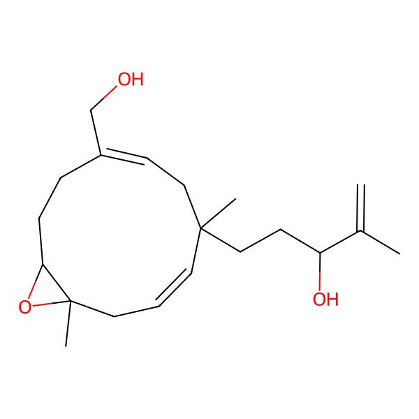 2D Structure of 5-[8-(Hydroxymethyl)-1,5-dimethyl-12-oxabicyclo[9.1.0]dodeca-3,7-dien-5-yl]-2-methylpent-1-en-3-ol