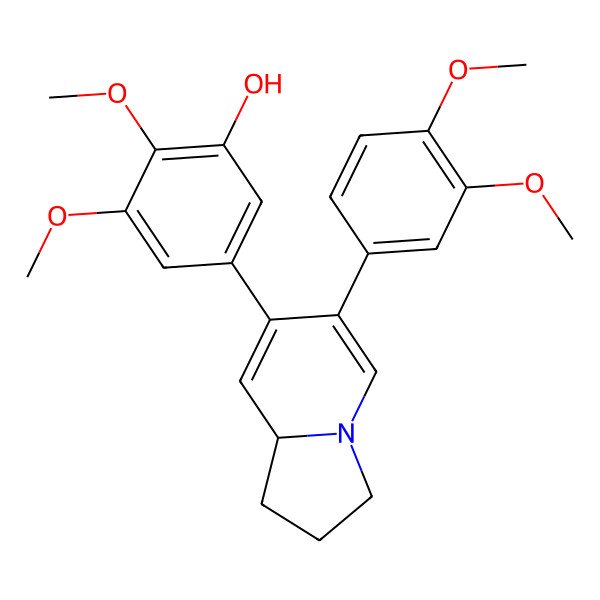 2D Structure of 5-[(8As)-6-(3,4-dimethoxyphenyl)-1,2,3,8a-tetrahydroindolizin-7-yl]-2,3-dimethoxyphenol