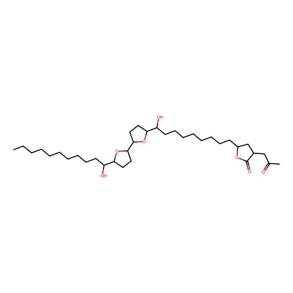 2D Structure of 5-[9-Hydroxy-9-[5-[5-(1-hydroxyundecyl)oxolan-2-yl]oxolan-2-yl]nonyl]-3-(2-oxopropyl)oxolan-2-one