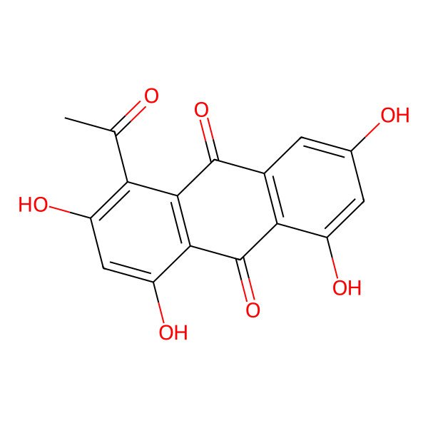 2D Structure of 5-Acetyl-1,3,6,8-tetrahydroxyanthraquinone