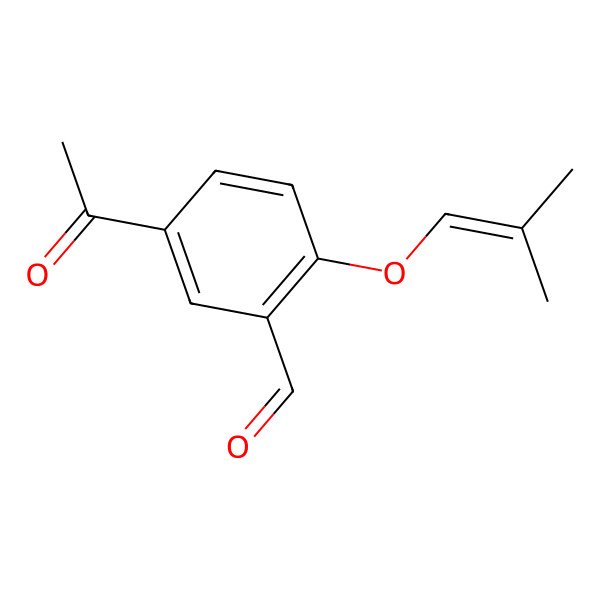 2D Structure of 5-Acetyl-2-[(2-methylprop-1-en-1-yl)oxy]benzaldehyde