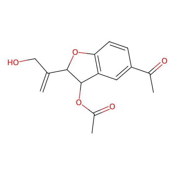 2D Structure of [5-Acetyl-2-(3-hydroxyprop-1-en-2-yl)-2,3-dihydro-1-benzofuran-3-yl] acetate
