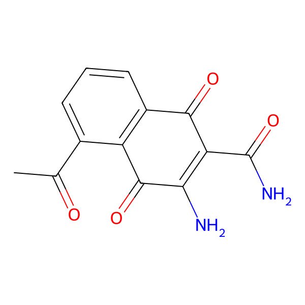 2D Structure of 5-acetyl-3-amino-1,4-dioxonaphthalene-2-carboxamide
