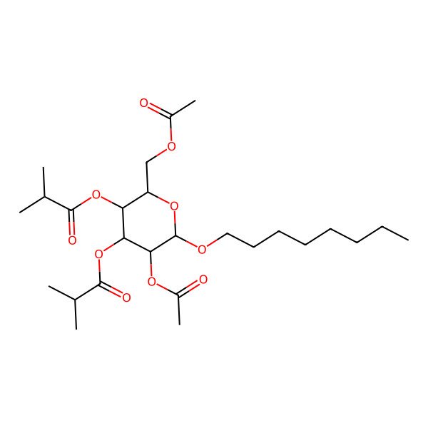 2D Structure of [5-Acetyloxy-2-(acetyloxymethyl)-4-(2-methylpropanoyloxy)-6-octoxyoxan-3-yl] 2-methylpropanoate