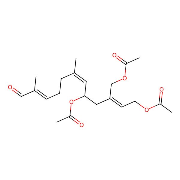 2D Structure of [5-Acetyloxy-3-(acetyloxymethyl)-7,11-dimethyl-12-oxododeca-2,6,10-trienyl] acetate