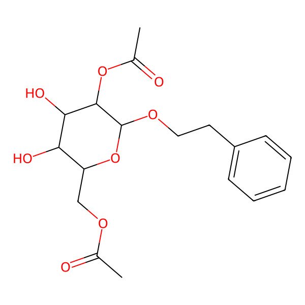 2D Structure of [5-Acetyloxy-3,4-dihydroxy-6-(2-phenylethoxy)oxan-2-yl]methyl acetate