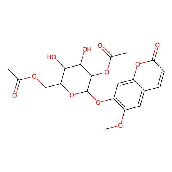 2D Structure of [5-Acetyloxy-3,4-dihydroxy-6-(6-methoxy-2-oxochromen-7-yl)oxyoxan-2-yl]methyl acetate