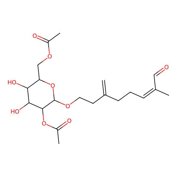 2D Structure of [5-Acetyloxy-3,4-dihydroxy-6-(7-methyl-3-methylidene-8-oxooct-6-enoxy)oxan-2-yl]methyl acetate