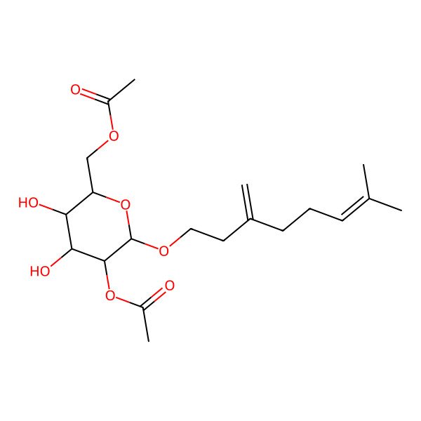 2D Structure of [5-Acetyloxy-3,4-dihydroxy-6-(7-methyl-3-methylideneoct-6-enoxy)oxan-2-yl]methyl acetate