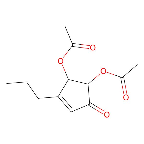 2D Structure of (5-Acetyloxy-4-oxo-2-propylcyclopent-2-en-1-yl) acetate