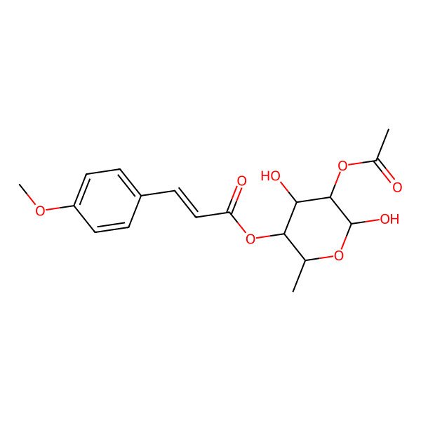 2D Structure of (5-Acetyloxy-4,6-dihydroxy-2-methyloxan-3-yl) 3-(4-methoxyphenyl)prop-2-enoate