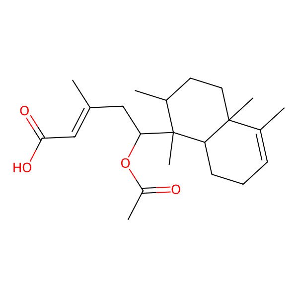 2D Structure of 5-Acetyloxy-5-(1,2,4a,5-tetramethyl-2,3,4,7,8,8a-hexahydronaphthalen-1-yl)-3-methylpent-2-enoic acid 2D Structure of 5-Acetyloxy-5-(1,2,4a,5-tetramethyl-2,3,4,7,8,8a-hexahydronaphthalen-1-yl)-3-methylpent-2-enoic acid