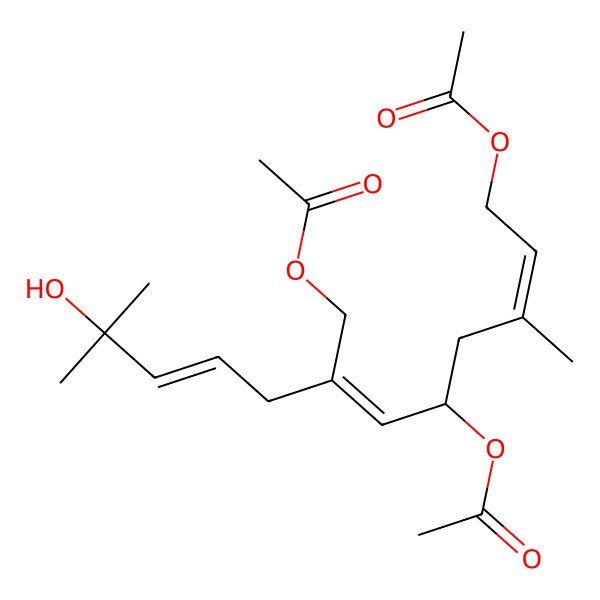 2D Structure of [5-Acetyloxy-7-(acetyloxymethyl)-11-hydroxy-3,11-dimethyldodeca-2,6,9-trienyl] acetate