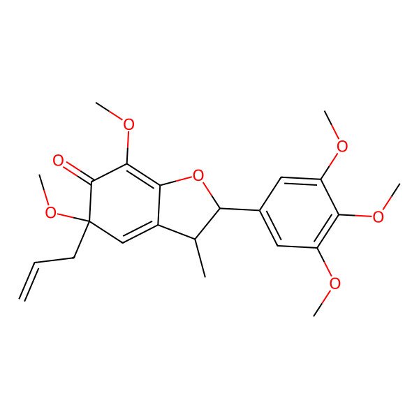 2D Structure of 5-Allyl-5,7-dimethoxy-3-methyl-2-(3,4,5-trimethoxyphenyl)-3,5-dihydro-1-benzofuran-6(2H)-one