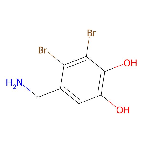 2D Structure of 5-(Aminomethyl)-3,4-dibromobenzene-1,2-diol