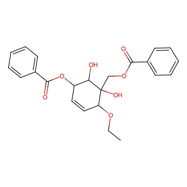 2D Structure of (5-Benzoyloxy-2-ethoxy-1,6-dihydroxycyclohex-3-en-1-yl)methyl benzoate