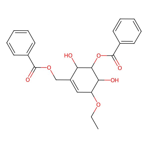 2D Structure of (5-Benzoyloxy-3-ethoxy-4,6-dihydroxycyclohexen-1-yl)methyl benzoate