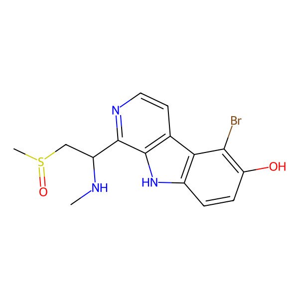 2D Structure of 5-bromo-1-[(1S)-1-(methylamino)-2-[(R)-methylsulfinyl]ethyl]-9H-pyrido[3,4-b]indol-6-ol