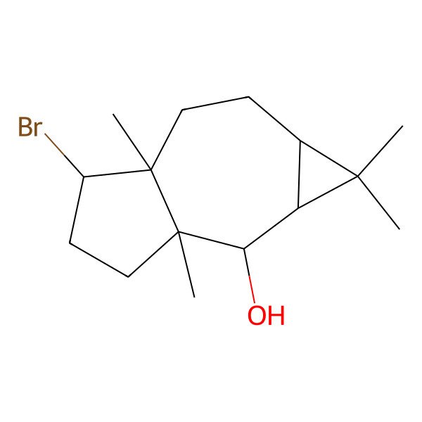2D Structure of 5-Bromo-1,1,2a,5a-tetramethyl-1a,2,3,4,5,6,7,7a-octahydrocyclopropa[f]azulen-2-ol