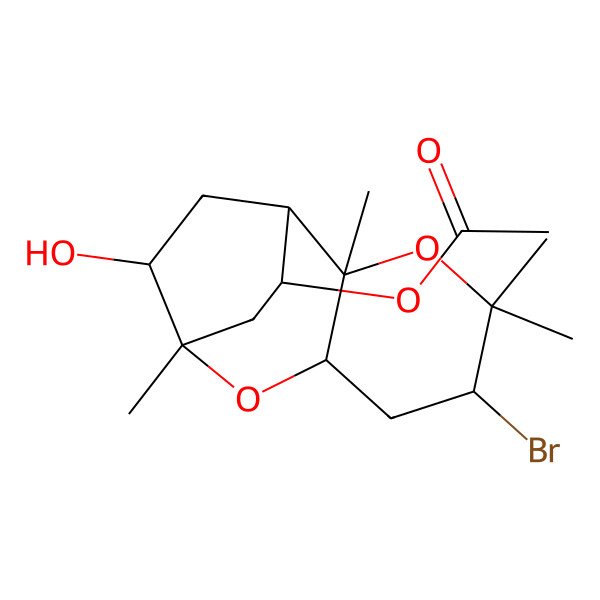 2D Structure of (5-Bromo-13-hydroxy-2,4,4,9-tetramethyl-3,8-dioxatricyclo[7.2.2.02,7]tridecan-11-yl) acetate