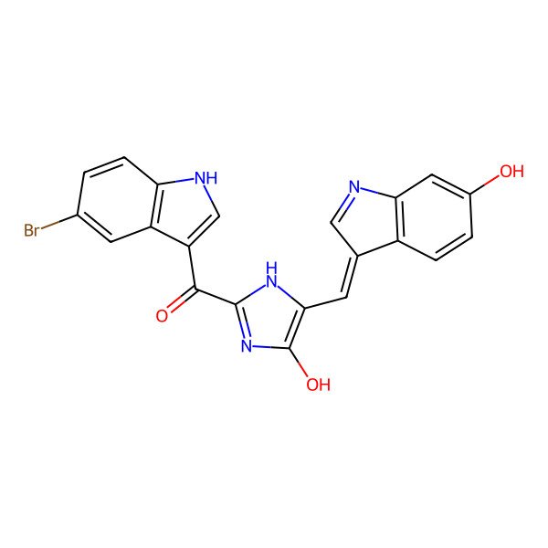 2D Structure of (5-bromo-1H-indol-3-yl)-[4-hydroxy-5-[(6-hydroxyindol-3-ylidene)methyl]-1H-imidazol-2-yl]methanone