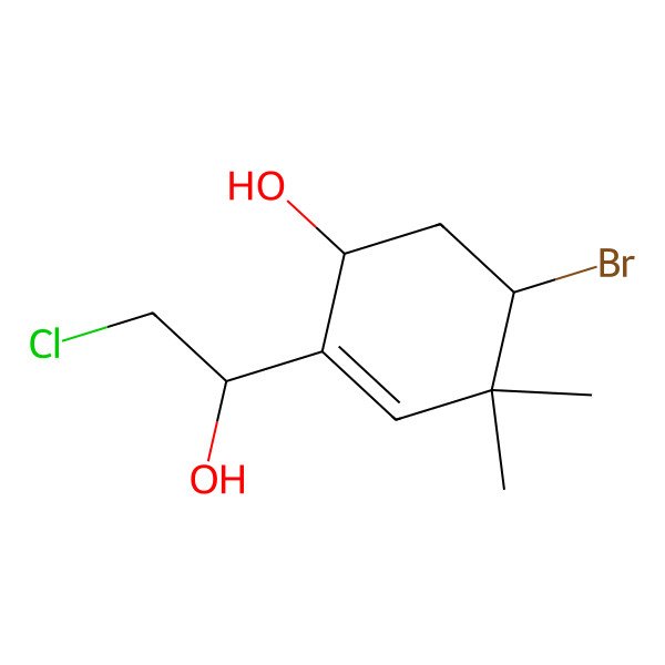 2D Structure of 5-Bromo-2-(2-chloro-1-hydroxyethyl)-4,4-dimethylcyclohex-2-en-1-ol