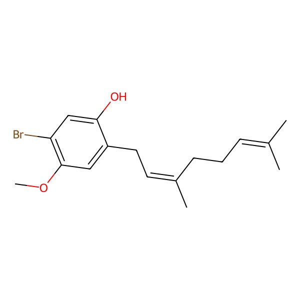 2D Structure of 5-bromo-2-[(2E)-3,7-dimethylocta-2,6-dienyl]-4-methoxyphenol