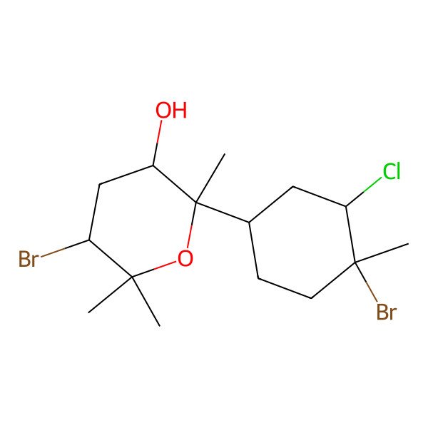 2D Structure of 5-Bromo-2-(4-bromo-3-chloro-4-methylcyclohexyl)-2,6,6-trimethyloxan-3-ol