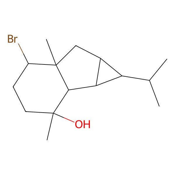 2D Structure of 5-Bromo-2,5a-dimethyl-1-propan-2-yl-1,1a,1b,3,4,5,6,6a-octahydrocyclopropa[a]inden-2-ol