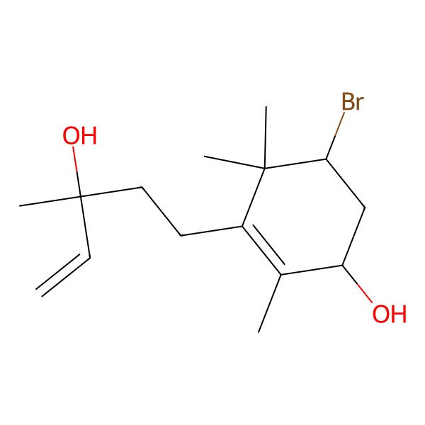2D Structure of 5-Bromo-3-(3-hydroxy-3-methylpent-4-enyl)-2,4,4-trimethylcyclohex-2-en-1-ol
