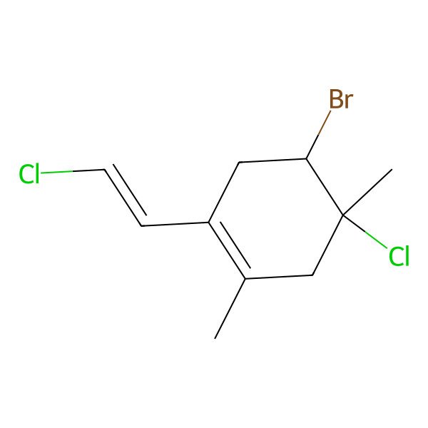 2D Structure of 5-Bromo-4-chloro-1-(2-chloroethenyl)-2,4-dimethylcyclohexene