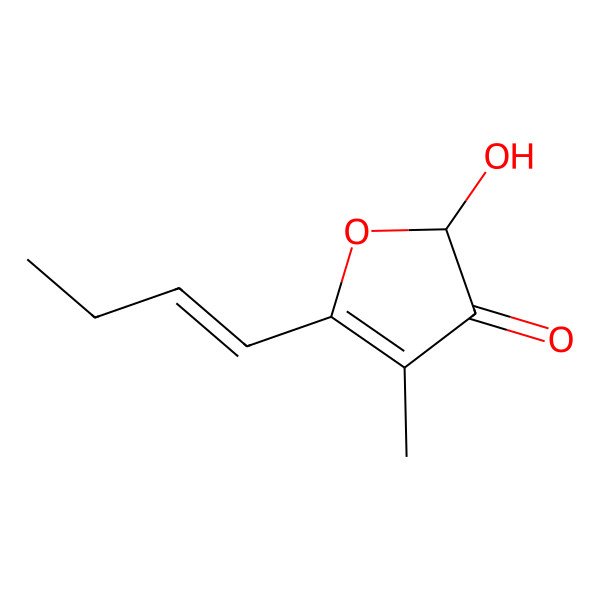 2D Structure of 5-But-1-enyl-2-hydroxy-4-methylfuran-3-one