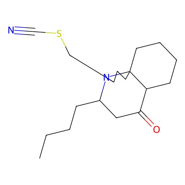 2D Structure of (5-Butyl-7-oxo-1,2,3,5,6,7a,8,9,10,11-decahydropyrrolo[2,1-j]quinolin-3-yl)methyl thiocyanate